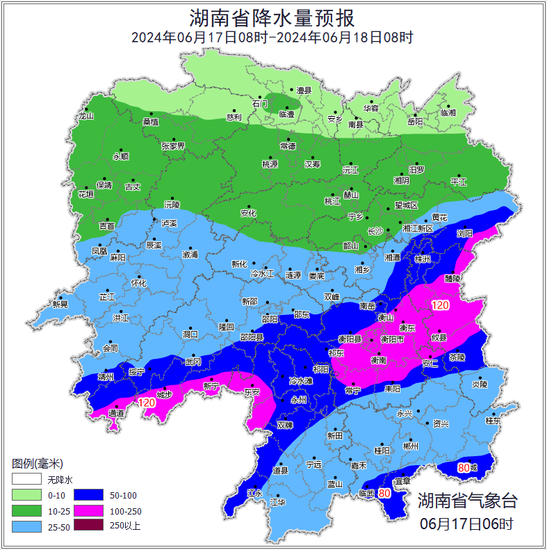 今天早上，湖南发布了47条暴雨预警！